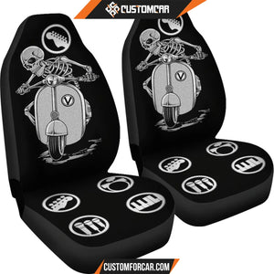 Skeleton Driving Vespa Rock Symbol Patterns Funny Rock N Roll Car Seat Covers R042614 DECORINCAR 4