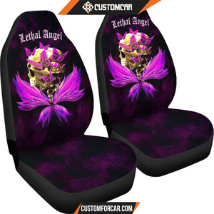 Skull Lethal Angel Gold Butterfly Car Seat Covers 