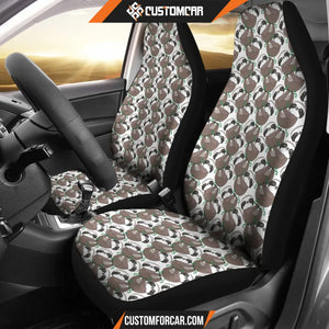 Sloth Bamboo Pattern Print Universal Fit Car Seat covers Car