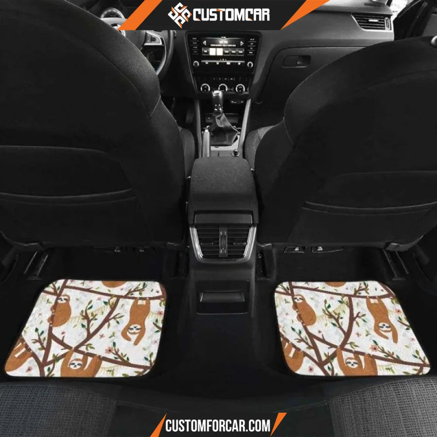 Sloths Hanging On The Tree Pattern Front And Back Car Mats 