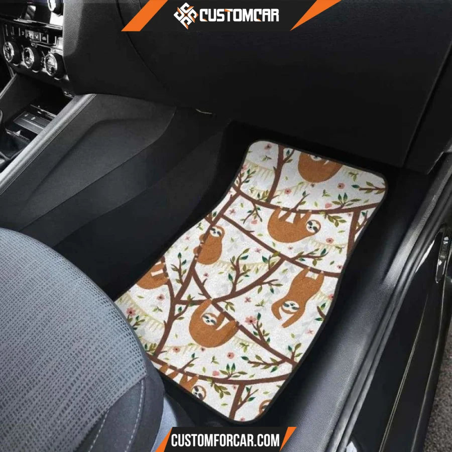 Sloths Hanging On The Tree Pattern Front And Back Car Mats 