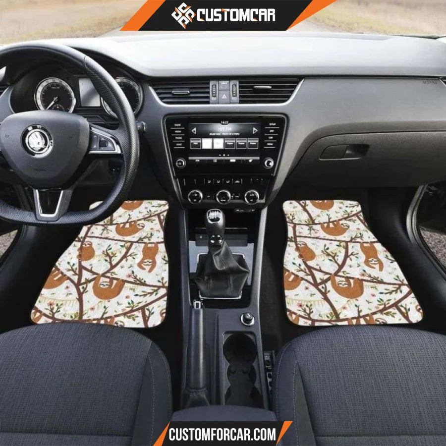 Sloths Hanging On The Tree Pattern Front And Back Car Mats 