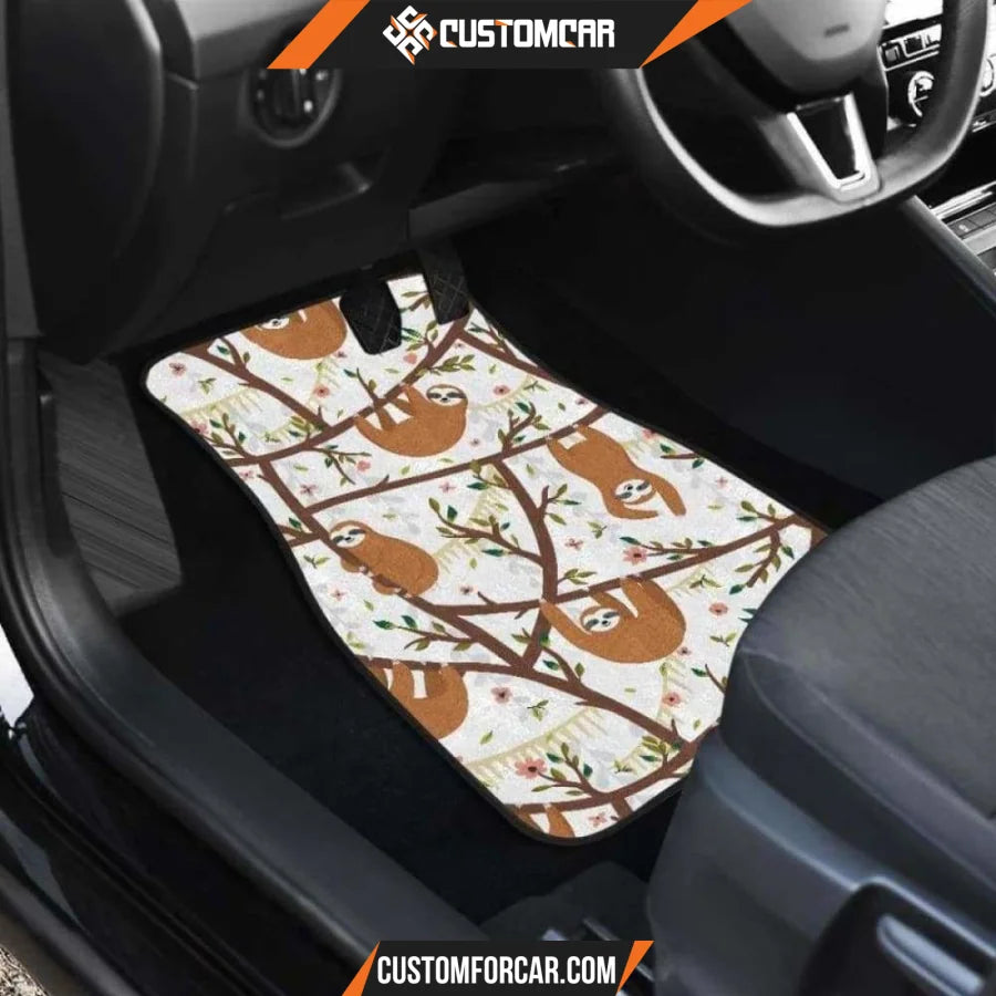 Sloths Hanging On The Tree Pattern Front And Back Car Mats 