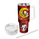 Snoopy and Charlie Brown Peanuts Cartoon Personalized 40oz Tumbler With Handle and Straw