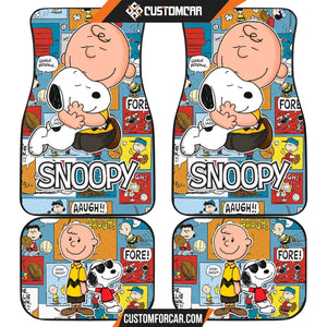 Snoopy Cartoon Car Floor Mats | Charlie Brown Hug Snoopy Mix