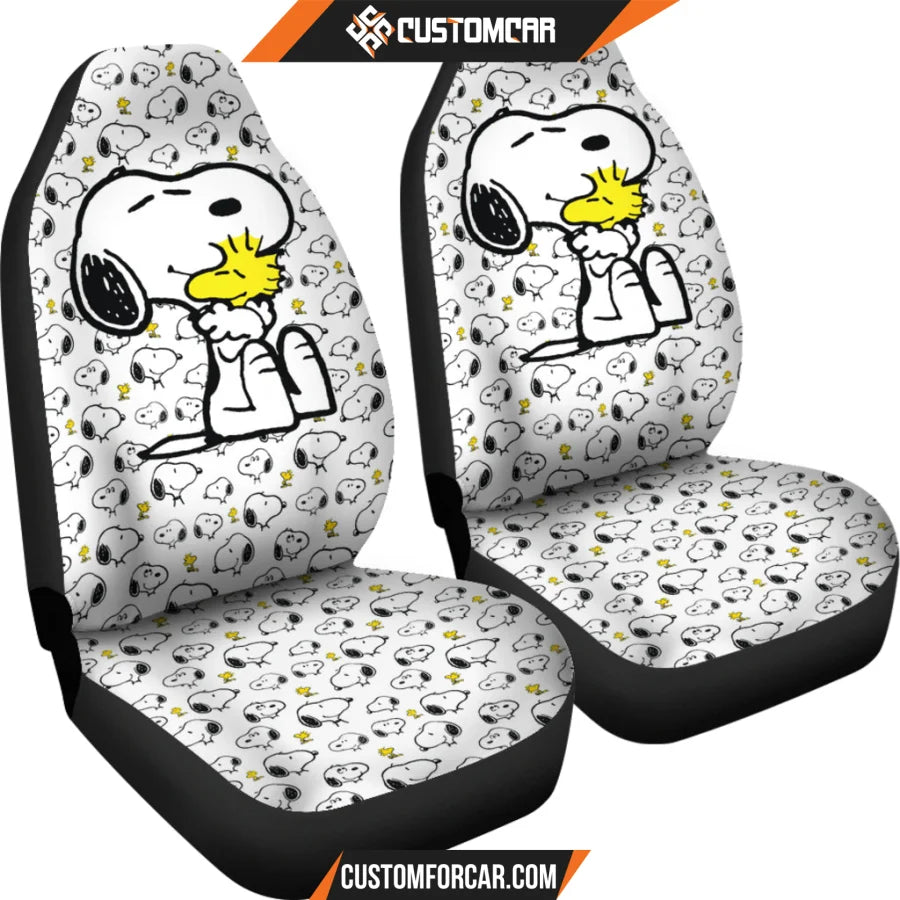 Snoopy Cartoon Car Seat Covers | Snoopy Hug Woodstock Tiny