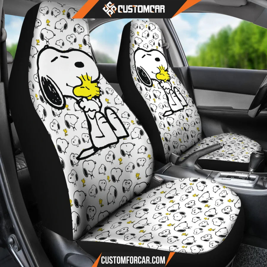 Snoopy Cartoon Car Seat Covers | Snoopy Hug Woodstock Tiny