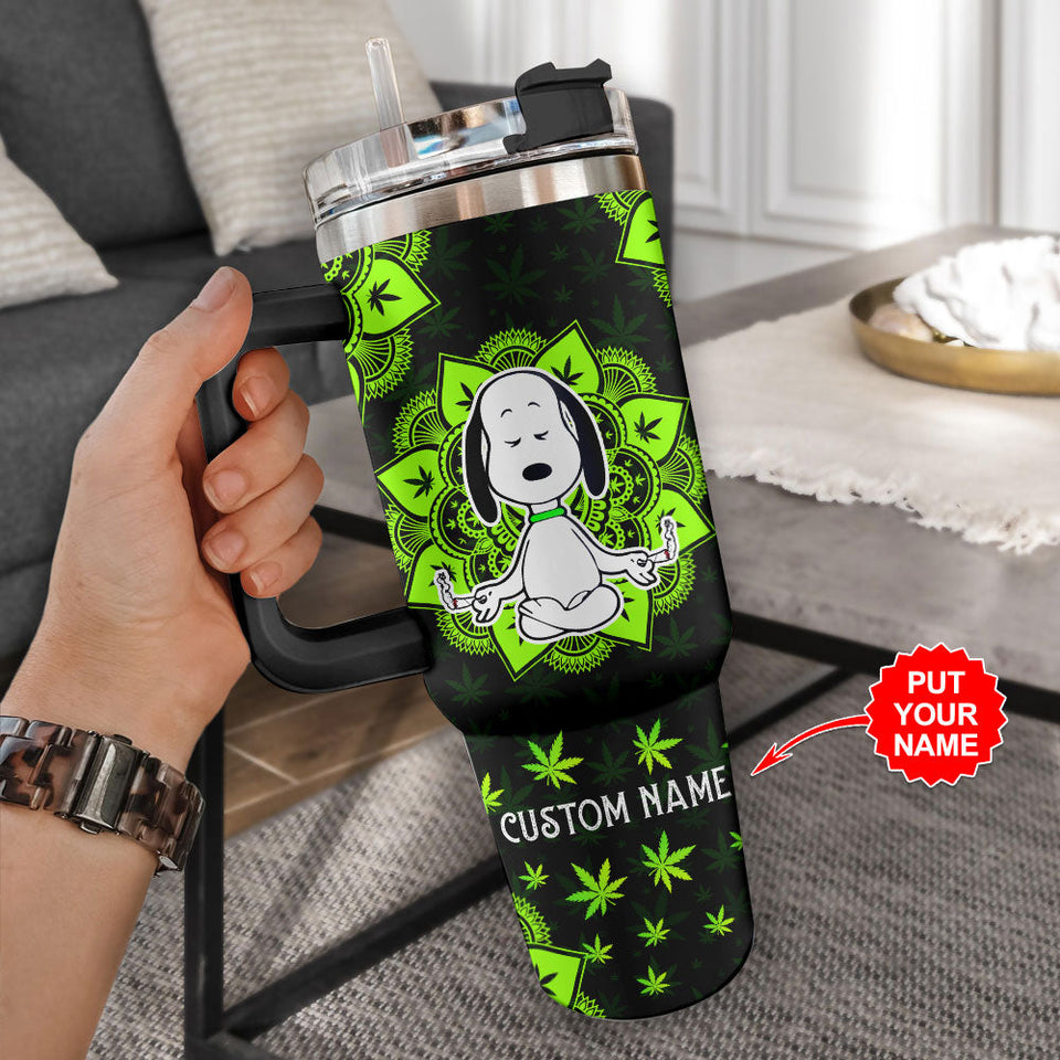 Snoopy Cartoon Personalized 40oz Tumbler With Handle and Straw