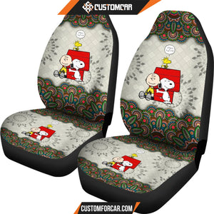 Snoopy Mandala Car Seat Covers Cartoon Car Accessories