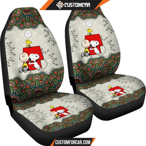 Snoopy Mandala Car Seat Covers Cartoon Car Accessories