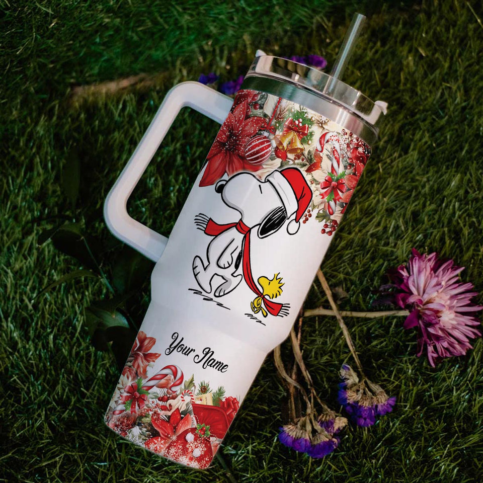 Snoopy Peanuts Cartoon Personalized 40oz Tumbler With Handle and Straw