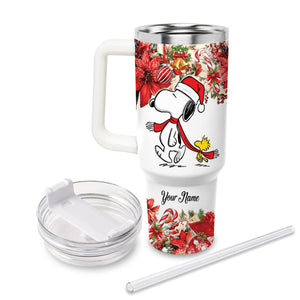 Snoopy Peanuts Cartoon Personalized 40oz Tumbler With Handle and Straw