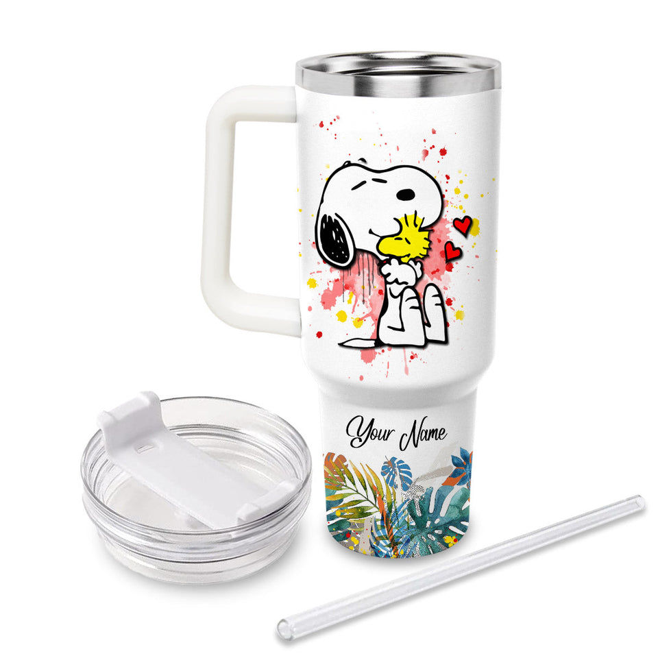 Snoopy Peanuts Cartoon Personalized 40oz Tumbler With Handle and Straw