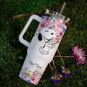 Snoopy Peanuts Cartoon Personalized 40oz Tumbler With Handle and Straw