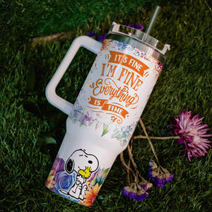 Snoopy Peanuts Cartoon Personalized 40oz Tumbler With Handle and Straw