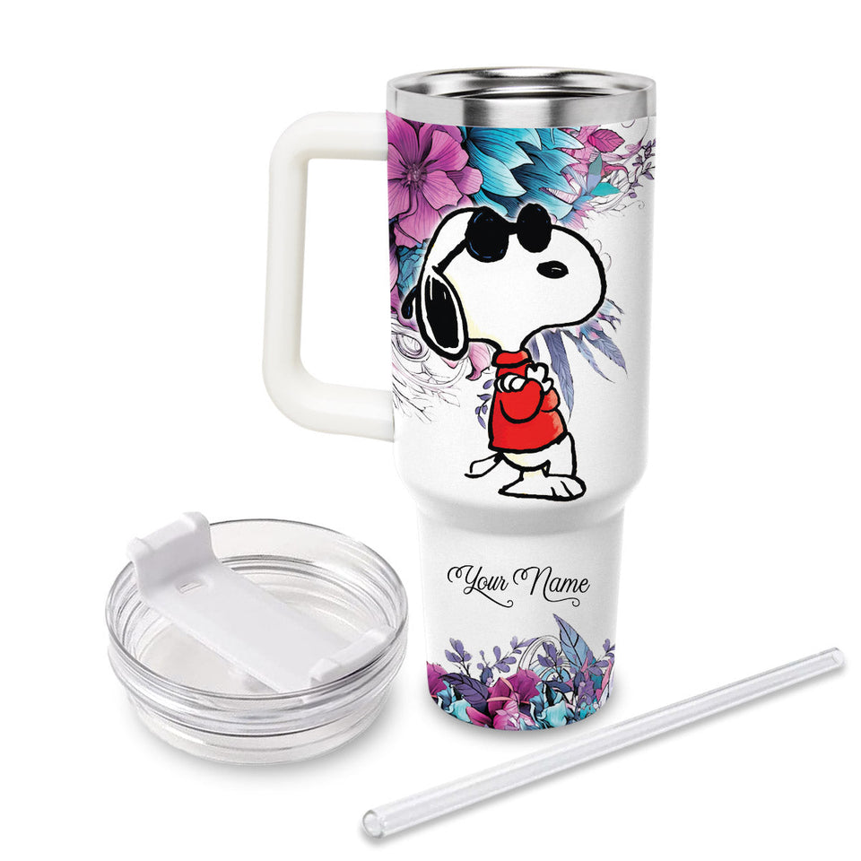 Snoopy Peanuts Cartoon Personalized 40oz Tumbler With Handle and Straw