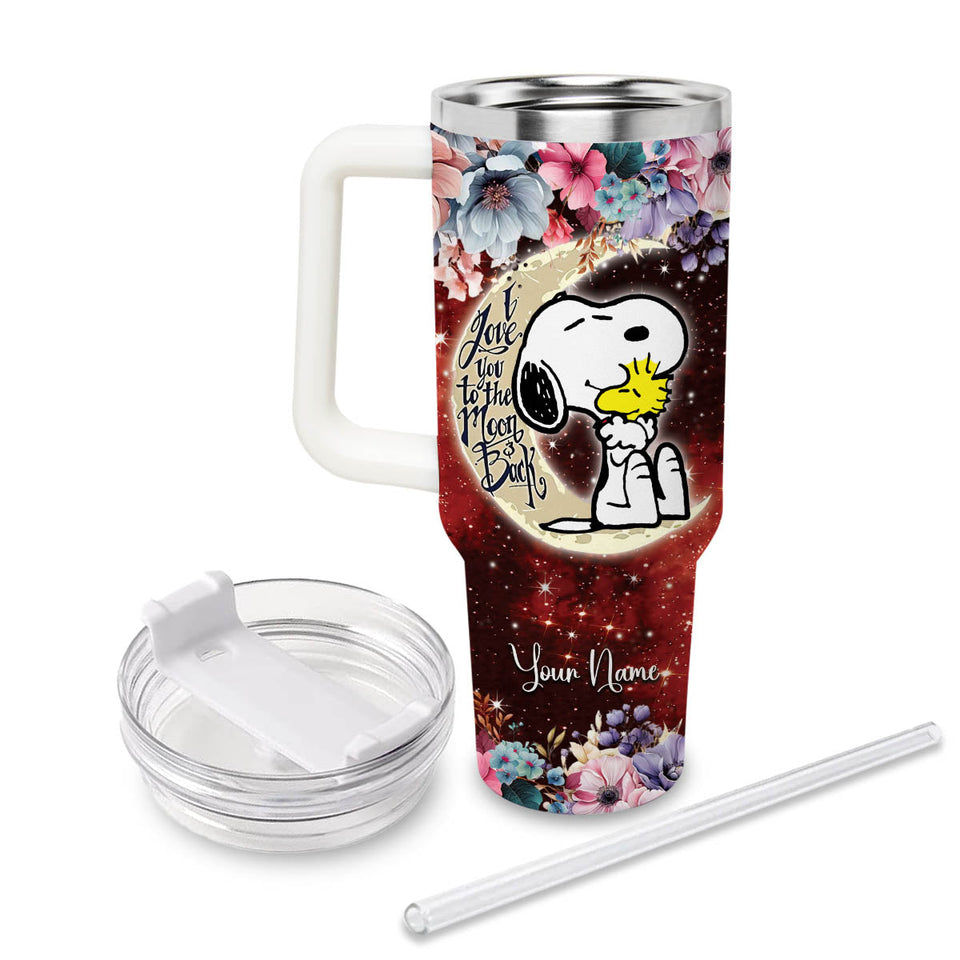 Snoopy Peanuts Cartoon Personalized 40oz Tumbler With Handle and Straw