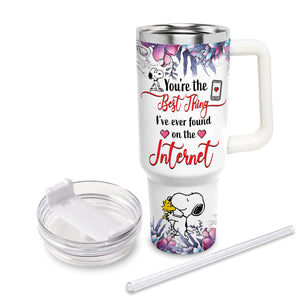 Snoopy Peanuts Cartoon Personalized 40oz Tumbler With Handle and Straw