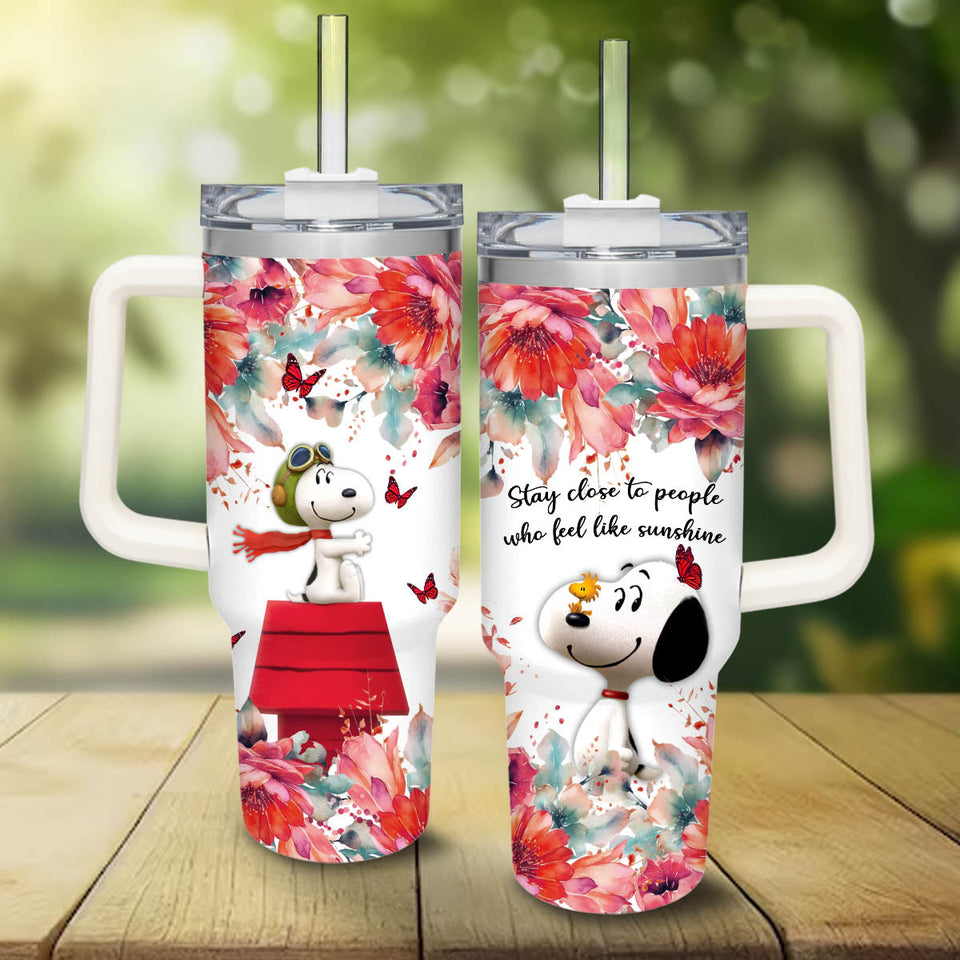 Snoopy Peanuts Cartoon Personalized 40oz Tumbler With Handle and Straw