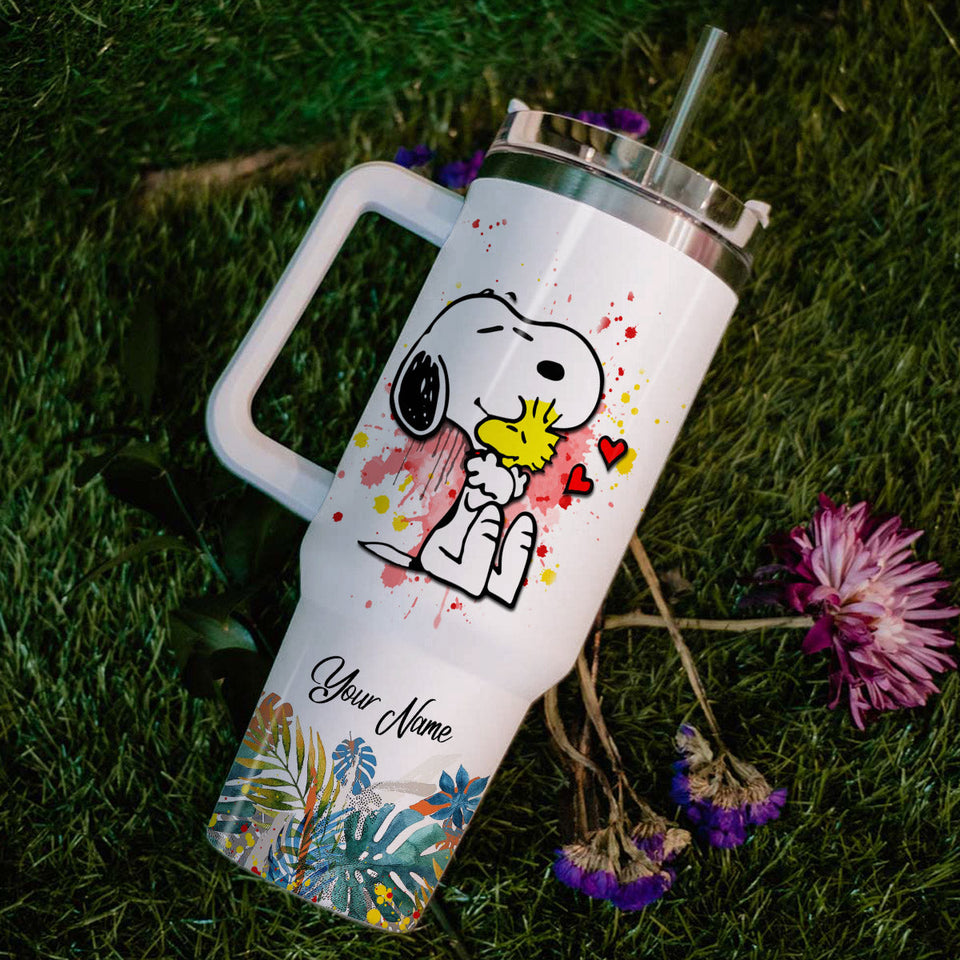 Snoopy Peanuts Cartoon Personalized 40oz Tumbler With Handle and Straw