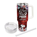 Snoopy Peanuts Cartoon Personalized 40oz Tumbler With Handle and Straw