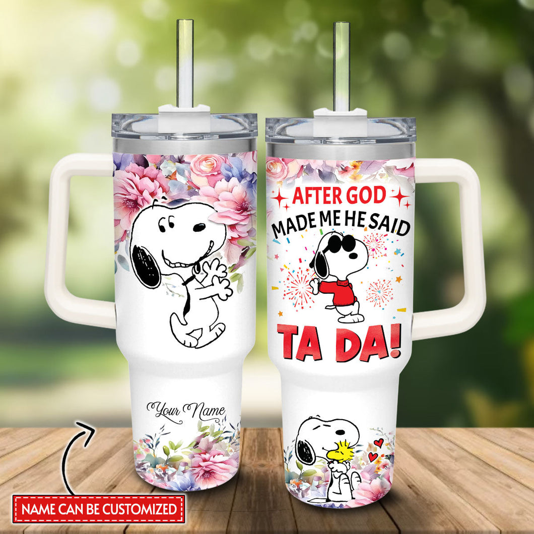 Snoopy Peanuts Cartoon Personalized 40oz Tumbler With Handle and Straw