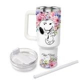 Snoopy Peanuts Cartoon Personalized 40oz Tumbler With Handle and Straw