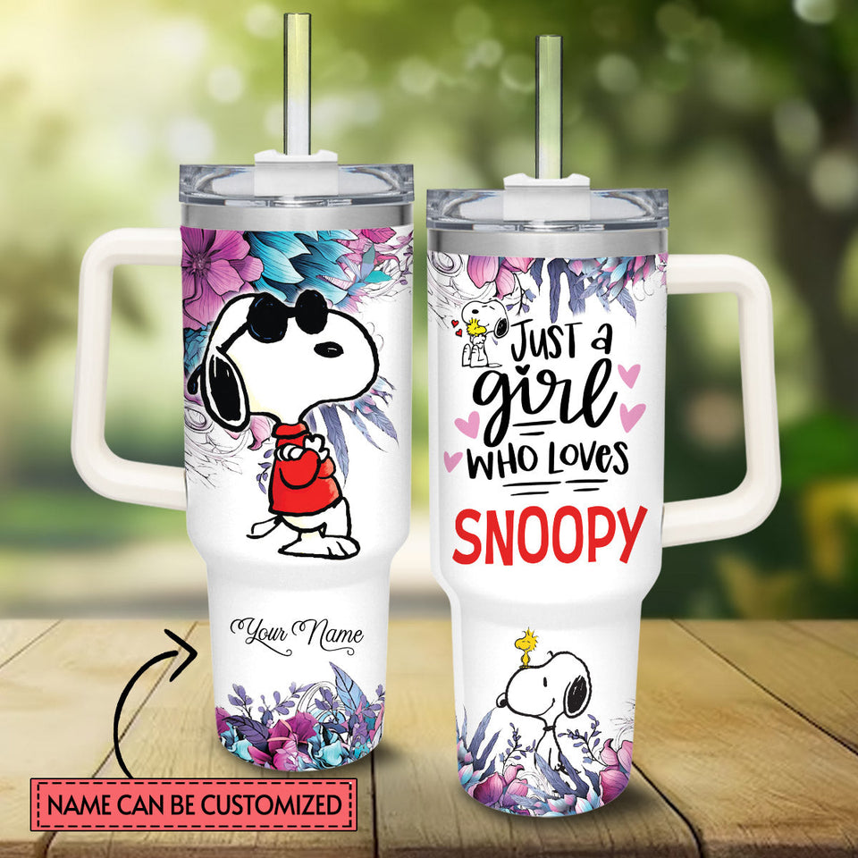 Snoopy Peanuts Cartoon Personalized 40oz Tumbler With Handle and Straw