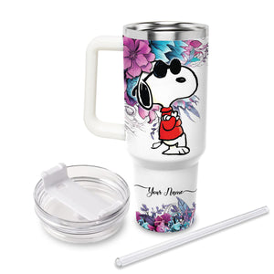 Snoopy Peanuts Cartoon Personalized 40oz Tumbler With Handle and Straw