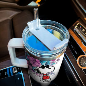 Snoopy Peanuts Cartoon Personalized 40oz Tumbler With Handle and Straw