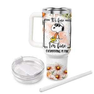 Snoopy Peanuts Cartoon Personalized 40oz Tumbler With Handle and Straw