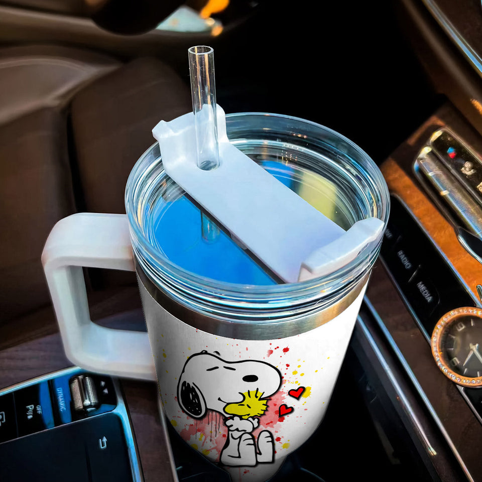 Snoopy Peanuts Cartoon Personalized 40oz Tumbler With Handle and Straw