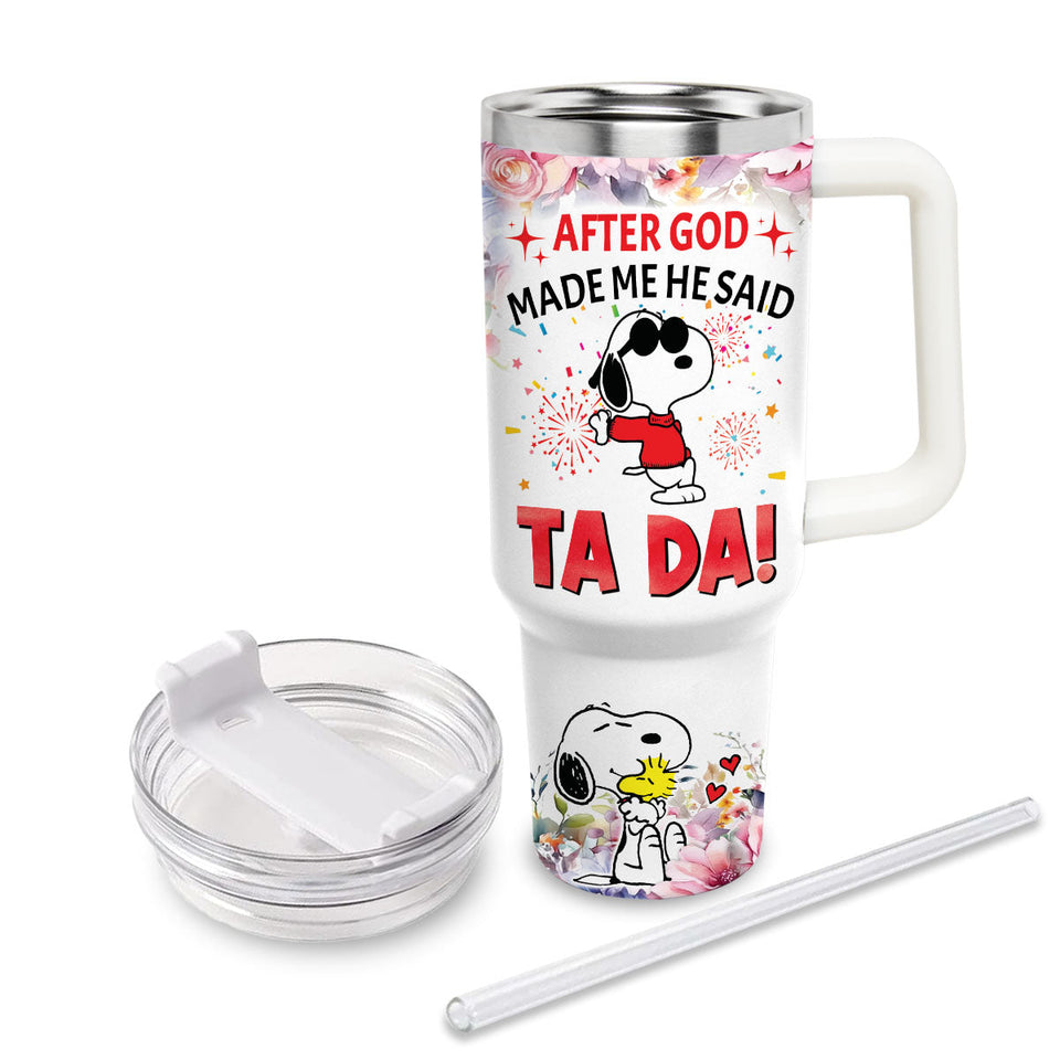 Snoopy Peanuts Cartoon Personalized 40oz Tumbler With Handle and Straw