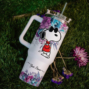 Snoopy Peanuts Cartoon Personalized 40oz Tumbler With Handle and Straw