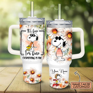 Snoopy Peanuts Cartoon Personalized 40oz Tumbler With Handle and Straw