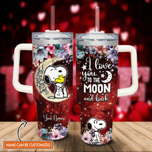 Snoopy Peanuts Cartoon Personalized 40oz Tumbler With Handle and Straw