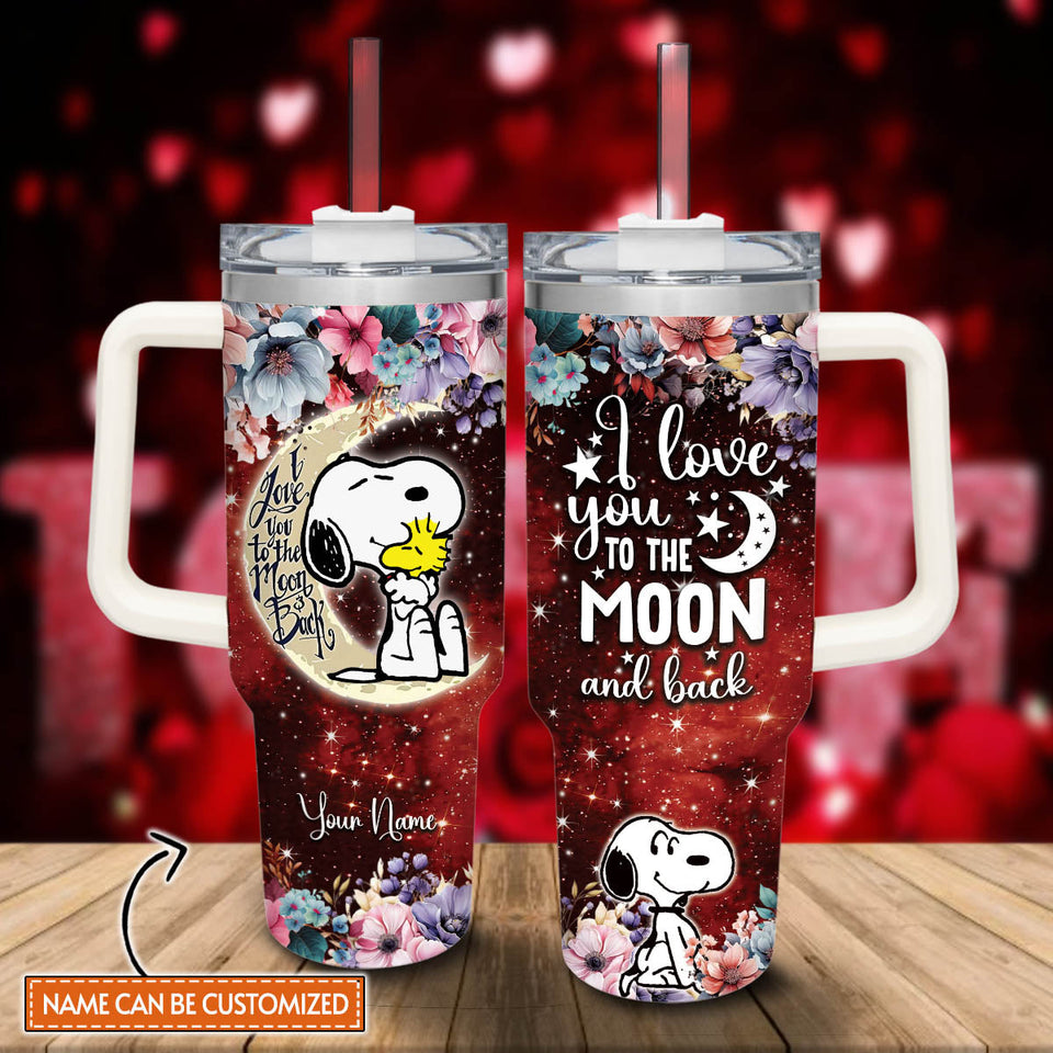 Snoopy Peanuts Cartoon Personalized 40oz Tumbler With Handle and Straw