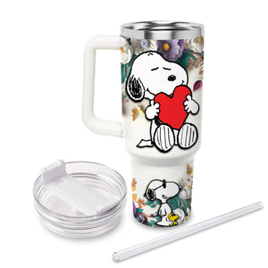 Snoopy Peanuts Cartoon Personalized 40oz Tumbler With Handle and Straw