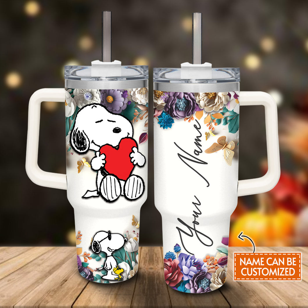 Snoopy Peanuts Cartoon Personalized 40oz Tumbler With Handle and Straw