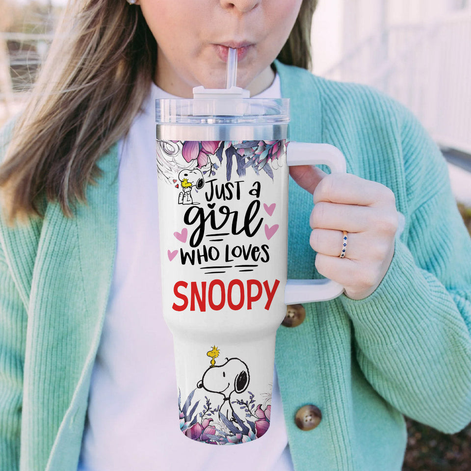 Snoopy Peanuts Cartoon Personalized 40oz Tumbler With Handle and Straw