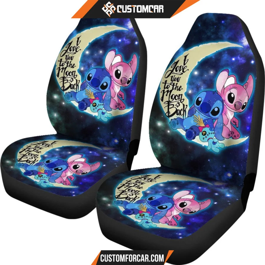 Stitch And Angel Art Car Seat Covers Cartoon Car Decor 