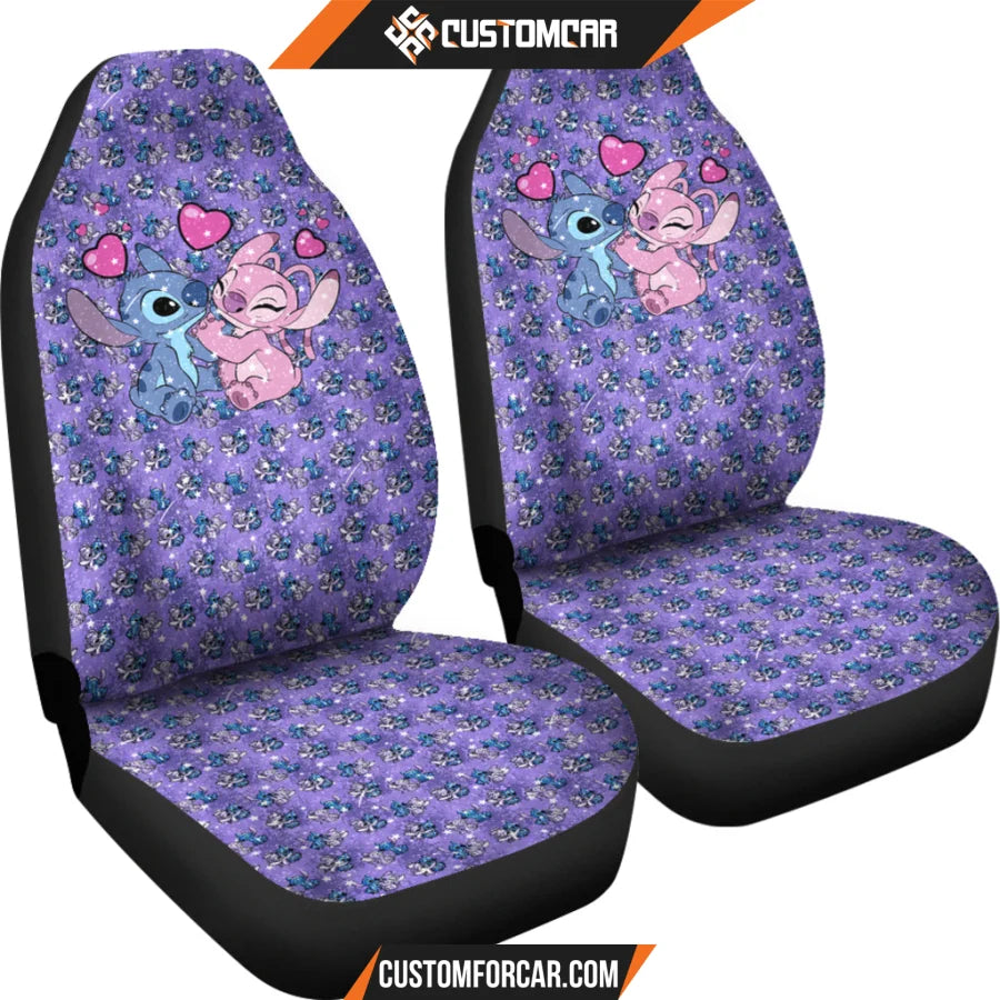 Stitch And Angel Car Seat Covers Cartoon Car Accessories