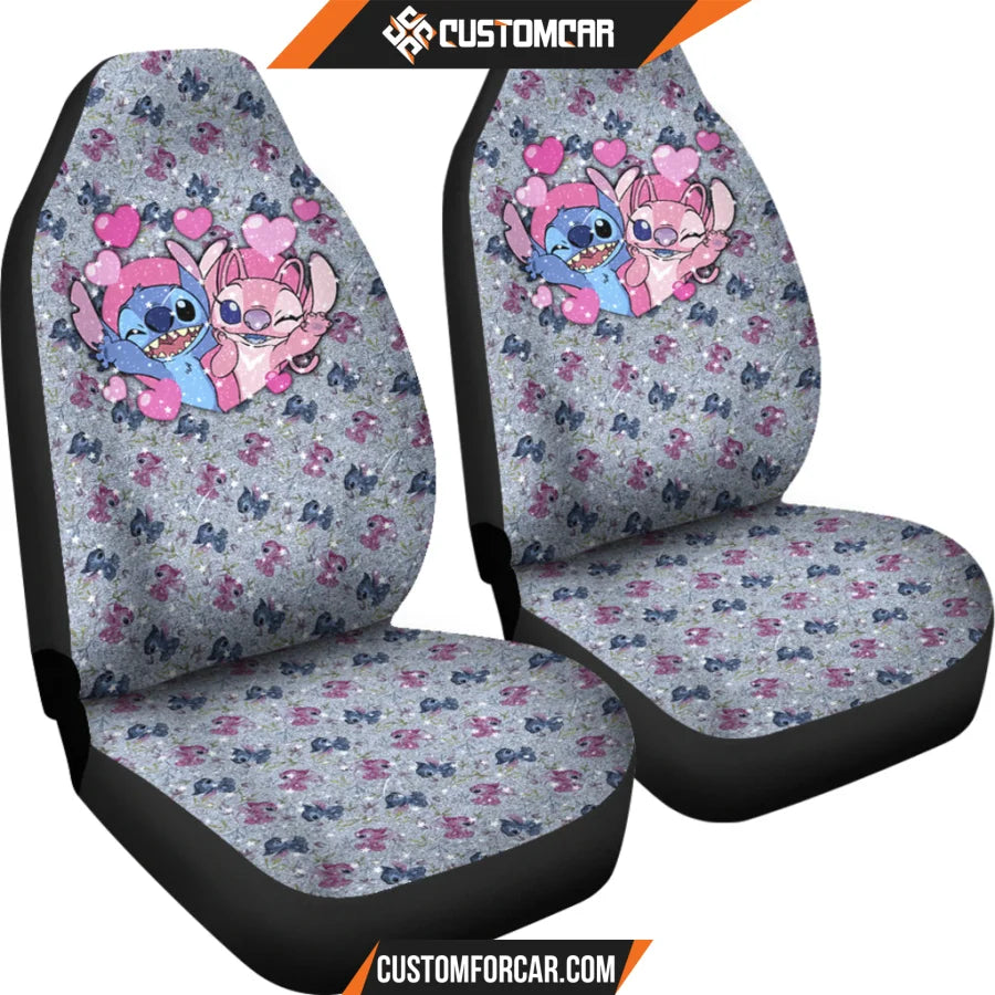 Stitch And Angel Car Seat Covers Cartoon Car Accessories