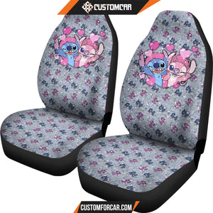 Stitch And Angel Car Seat Covers Cartoon Car Accessories