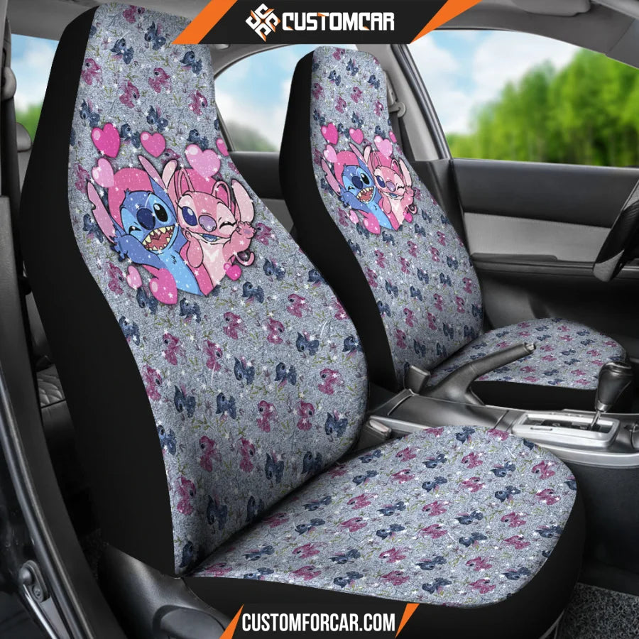 Stitch And Angel Car Seat Covers Cartoon Car Accessories