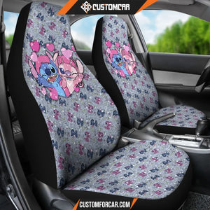 Stitch And Angel Car Seat Covers Cartoon Car Accessories
