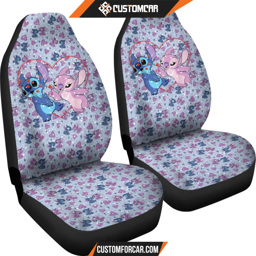 Stitch And Angel Car Seat Covers Cartoon Car Accessories