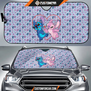 Stitch And Angel Car Sun Shade Cartoon Car Accessories