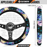 Stitch And Angel Steering Wheel Cover Cartoon Car