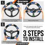 Stitch And Angel Steering Wheel Cover Cartoon Car